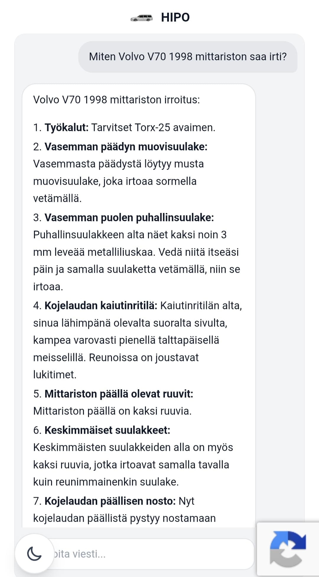 HIPO-keskustelu: kysymys ja vastauksen alku