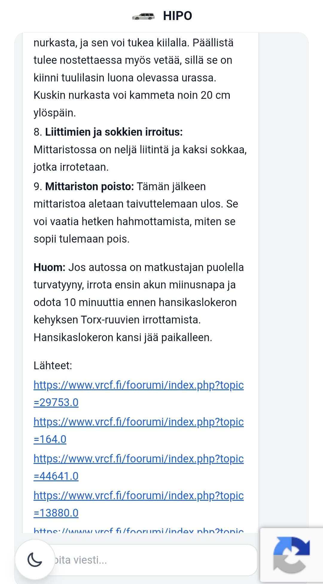 HIPO-keskustelu: vastauksen jatko